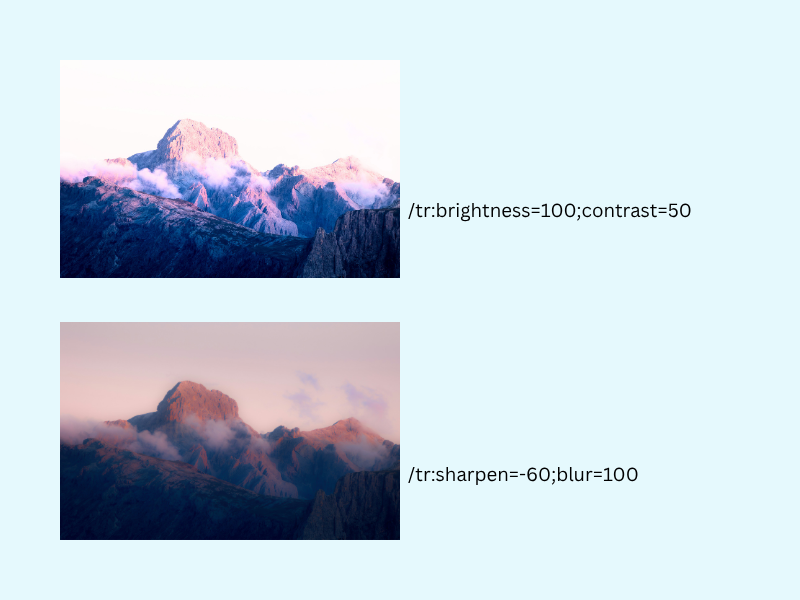 Examples of brightness, contrast, sharpen and blur